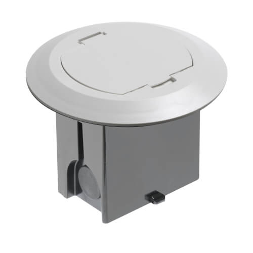 Main product image of 1-Gang Round Non-Metallic Adjustable Floor Box w/ Single Flip Lid (White)