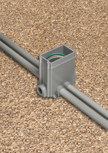 Main product image of Non-Metallic Floor Box w/ 2 Threaded Plugs for New Concrete Pours (Black)
