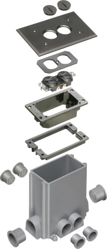 Main product image of Non-Metallic Floor Box w/ 2 Threaded Plugs for New Concrete Pours (Black)