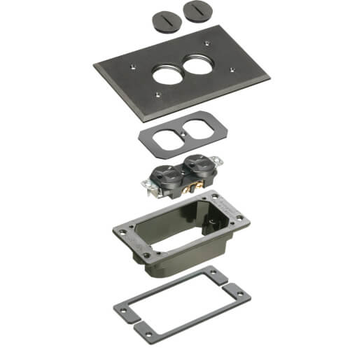 Main product image of Trim Kit w/ 2 Threaded Plugs for New Concrete Floor Boxes (Black)