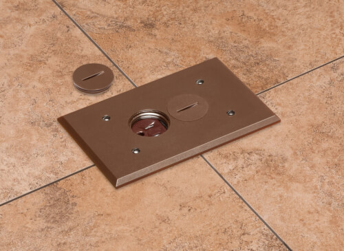 Main product image of Non-Metallic Floor Box w/ 2 Threaded Plugs for New Concrete Pours (Brown)