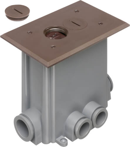 Main product image of Non-Metallic Floor Box w/ 2 Threaded Plugs for New Concrete Pours (Brown)