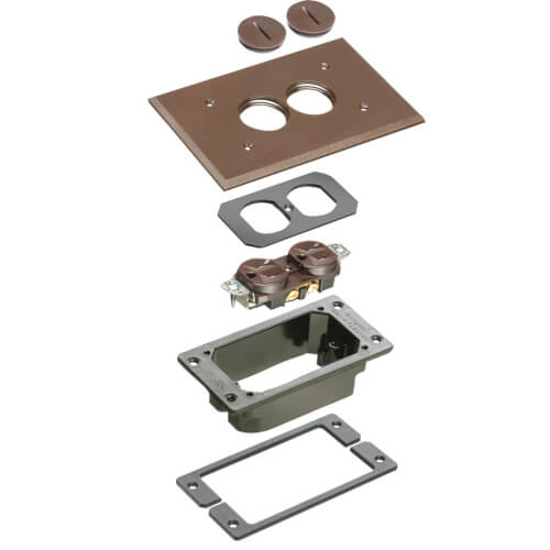 Main product image of Trim Kit w/ 2 Threaded Plugs for New Concrete Floor Boxes (Brown)