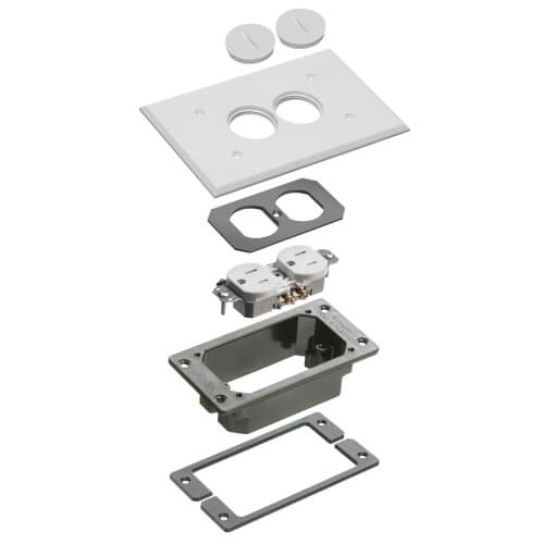 Main product image of Trim Kit w/ 2 Threaded Plugs for New Concrete Floor Boxes (White)