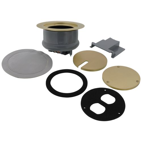 Main product image of InBox Metallic Recessed Floor Box Cover Kit w/ Low Voltage Divider (Brass)