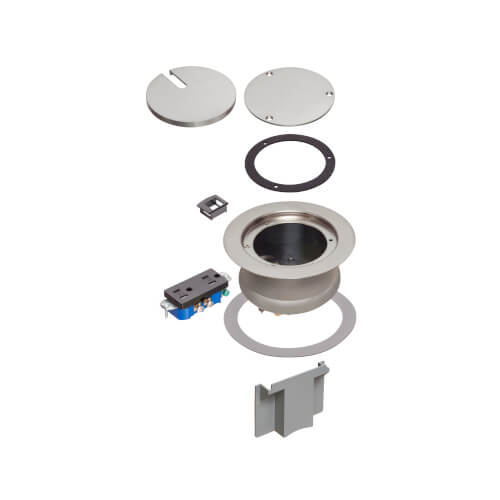 Main product image of InBox Metallic Recessed Floor Box Cover Kit w/ Low Voltage Divider (Nickel-Plated Brass)