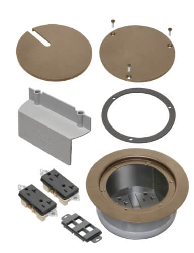 Main product image of Recessed Floor Box Cover Kit w/ 2 Receptacles for New Concrete (Brown)