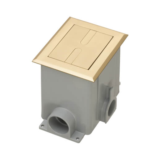 Main product image of 1-Gang Recessed Floor Box Cover Frame Kit for New Concrete (Brass-Plated Zinc)