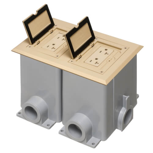 Main product image of 2-Gang Non-Metallic Floor Box Cover Frame Kit (Light Almond)