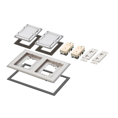 FLBC8520NL Arlington FLBC8520NL 2Gang NonMetallic Floor Box Cover Frame Kit (Nickel)