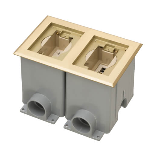 Main product image of 2-Gang Recessed Floor Box Cover Frame Kit for New Concrete (Brass-Plated Zinc)