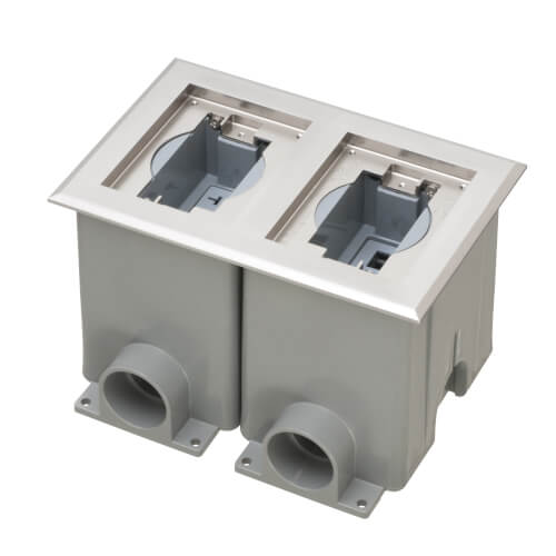 Main product image of 2-Gang Recessed Floor Box Cover Frame Kit for New Concrete (Nickel-Plated Zinc)