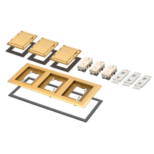 FLBC8530MB Arlington FLBC8530MB 3Gang NonMetallic Floor Box Cover Frame Kit (Brass)