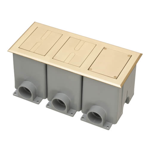 Main product image of 3-Gang Recessed Floor Box Cover Frame Kit for New Concrete (Brass-Plated Zinc)