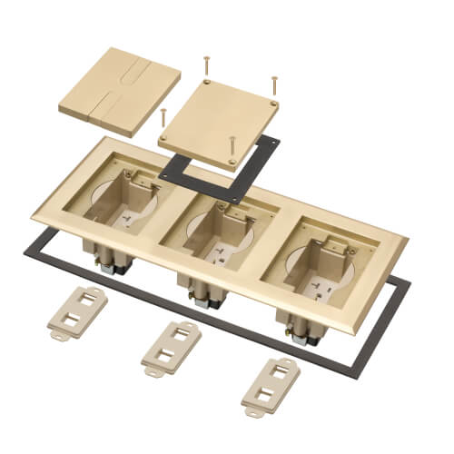 FLBC8538MB Arlington FLBC8538MB 3Gang Recessed Floor Box Cover Frame Kit for New Concrete