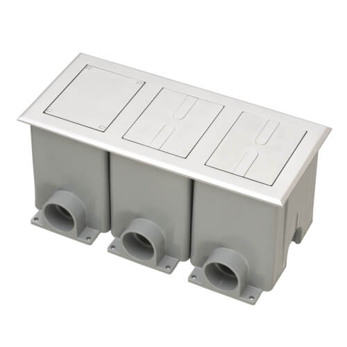 Main product image of 3-Gang Recessed Floor Box Cover Frame Kit for New Concrete (Nickel-Plated Zinc)