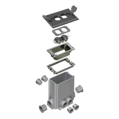 Main product image of Non-Metallic Floor Box w/ 2 Flip Lids for New Concrete Pours (Black)