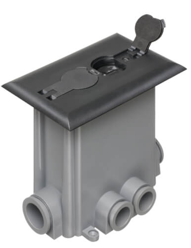 Main product image of Non-Metallic Floor Box w/ 2 Flip Lids for New Concrete Pours (Black)