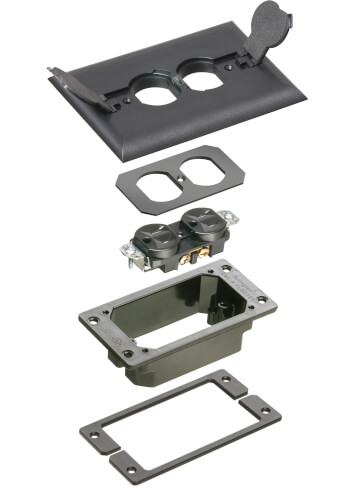 Main product image of Trim Kit w/ 2 Flip Lids for New Concrete Floor Boxes (Black)