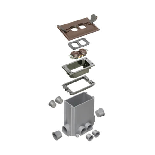 Main product image of Non-Metallic Floor Box w/ 2 Flip Lids for New Concrete Pours (Brown)