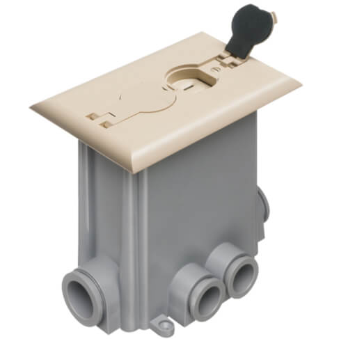 Main product image of Non-Metallic Floor Box w/ 2 Flip Lids for New Concrete Pours (Light Almond)