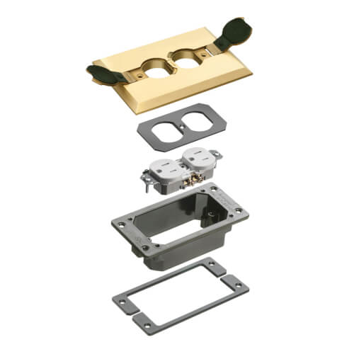 Main product image of Trim Kit w/ 2 Flip Lids for New Concrete Floor Boxes (Brass)