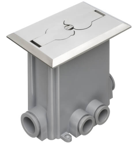 Main product image of Non-Metallic Floor Box w/ 2 Flip Lids for New Concrete Pours (Nickel-Plated Brass)