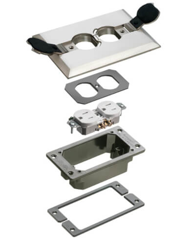 Main product image of Trim Kit w/ 2 Flip Lids for New Concrete Floor Boxes (Nickel)