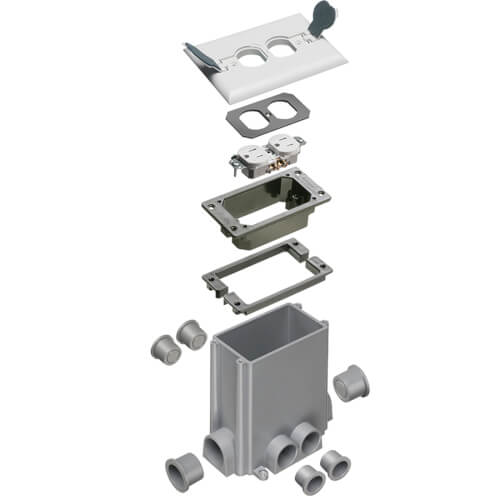Main product image of Non-Metallic Floor Box w/ 2 Flip Lids for New Concrete Pours (White)
