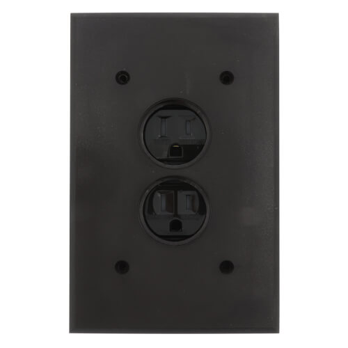 Main product image of Non-Metallic Floor Box Kit for Installed Floors, Rectangular w/ 2 Threaded Plugs (Brown)