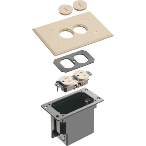 Main product image of Non-Metallic Floor Box w/ Non-Metallic Cover for Existing Floors (Light Almond)