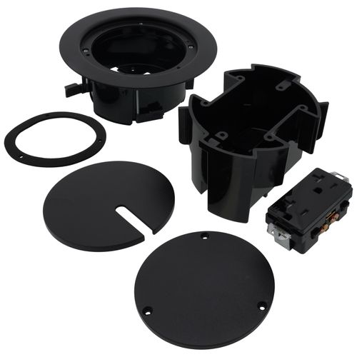 Main product image of InBox Floor Box Kit w/ Recessed Wiring Device & Two Low Voltage Openings for Existing Floors (Black)