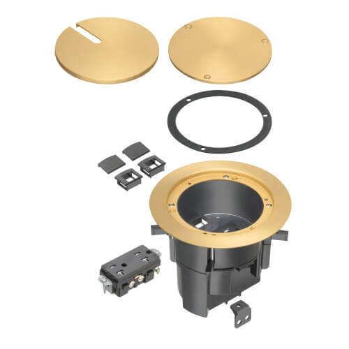 Main product image of InBox Floor Box Kit w/ Recessed Wiring Device for Existing Floors (Brass)