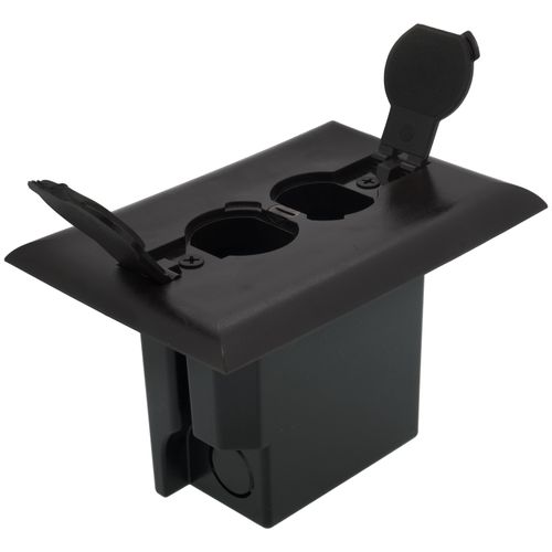 Main product image of Non-Metallic Floor Box for Installed Floors w/ Two Flip Lids (Brown)