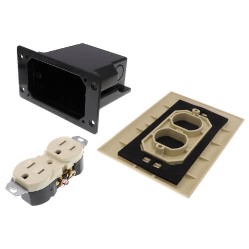 Main product image of Non-Metallic Floor Box for Installed Floors w/ Flip Plugs (Almond)