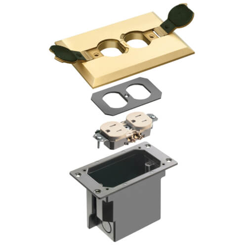 Main product image of Non-Metallic Floor Box w/ Metallic Cover for Existing Floors (Brass)