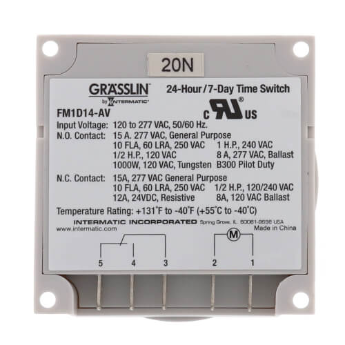 Main product image of One Channel Electronic Time Switch, 15A, SPDT Panel Mounting (120-277V)