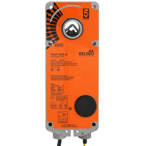 Spring Return Fail-Safe On/Off Fire & Smoke Actuator, 120 VAC, 180 in-lb (2 x SPST)