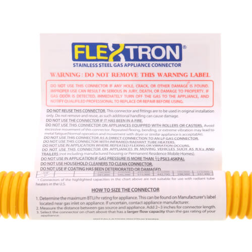 Main product image of 1/2" ID (5/8" OD) Yellow Coated Stainless Steel Gas Connector w/ 3/4" x 1/2" MIP Fittings (24" Length)