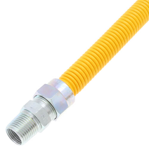 Main product image of 1/2" ID (5/8" OD) Yellow Coated Stainless Steel Gas Connector w/ 3/4" x 1/2" MIP Fittings (48" Length)