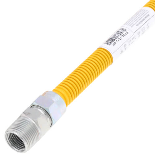Main product image of 1/2" ID (5/8" OD) Yellow Coated Stainless Steel Gas Connector w/ 3/4" x 1/2" MIP Fittings (48" Length)