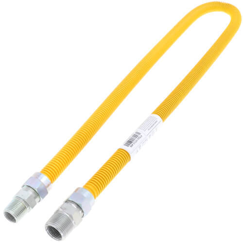 Main product image of 1/2" ID (5/8" OD) Yellow Coated Stainless Steel Gas Connector w/ 3/4" x 1/2" MIP Fittings (48" Length)