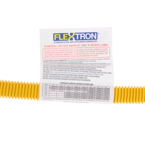 Main product image of 1/2" ID (5/8" OD) Yellow Coated Stainless Steel Gas Connector w/ 3/4" MIP Fittings (48" Length)