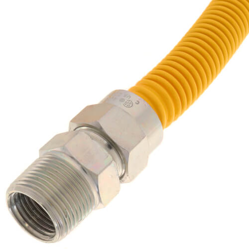Main product image of 1/2" ID (5/8" OD) Yellow Coated Stainless Steel Gas Connector w/ 3/4" MIP Fittings (48" Length)