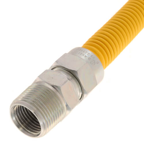 Main product image of 1/2" ID (5/8" OD) Yellow Coated Stainless Steel Gas Connector w/ 3/4" MIP Fittings (48" Length)