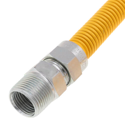 Main product image of 1/2" ID (5/8" OD) Yellow Coated Stainless Steel Gas Connector w/ 3/4" x 1/2" MIP Fittings (60" Length)