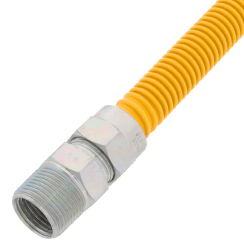 Main product image of 1/2" ID (5/8" OD) Yellow Coated Stainless Steel Gas Connector w/ 3/4" MIP Fittings (60" Length)