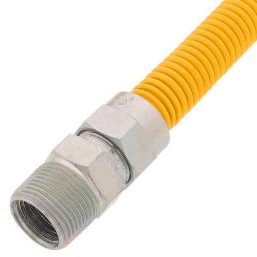 Main product image of 1/2" ID (5/8" OD) Yellow Coated Stainless Steel Gas Connector w/ 3/4" MIP Fittings (60" Length)