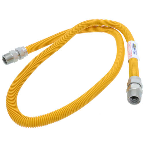 Main product image of 1/2" ID (5/8" OD) Yellow Coated Stainless Steel Gas Connector w/ 3/4" MIP Fittings (60" Length)