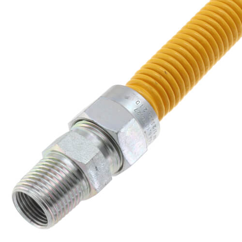 Main product image of 1/2" ID (5/8" OD) Yellow Coated Stainless Steel Gas Connector w/ 3/4" x 1/2" MIP Fittings (72" Length)